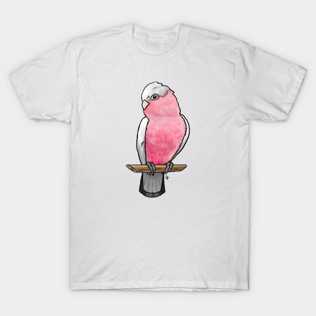 Bird - Rose-Breasted Cockatoo - Crest Down T-Shirt by Jen's Dogs Custom Gifts and Designs